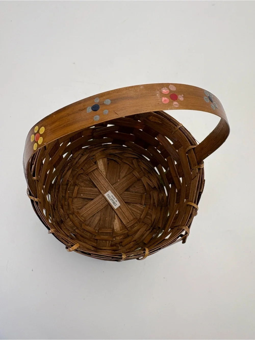 Vintage Handwoven and Hand Painted Easter Bunny Basket